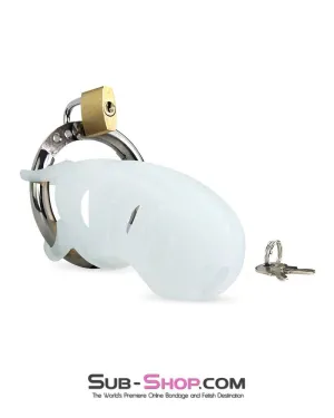 0733M      White Silicone Cock Blocker Locking Male Chastity Device - MEGA Deal