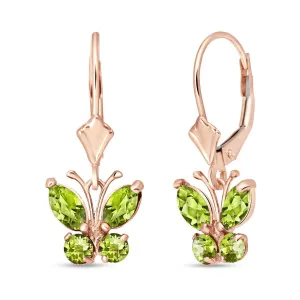 1.24 Carat 14K Solid Rose Gold Butterfly Earrings Peridot