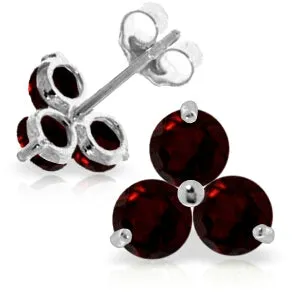 1.5 Carat 14K Solid White Gold Whatever It Takes Garnet Earrings