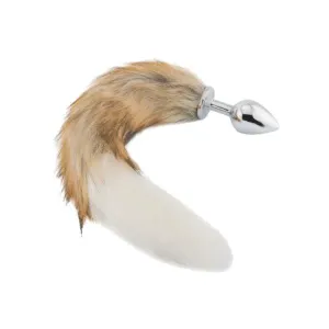 17" Brown Cat Tail 3 sizes Stainless Steel Plug