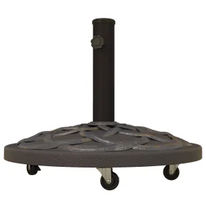 27kg Rolling Parasol Base with Wheels, Heavy Duty Concrete Umbrella Stand with Decorative Base, Bronze Tone