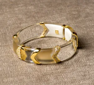 Alexis Bittar Carved Lucite Bangle with Crystals