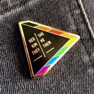 Ask About My Pronouns Pin by Gaypin'