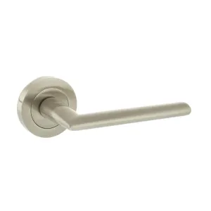 Atlantic Alabama Lever Door Handle on Round Rose - Satin Nickel