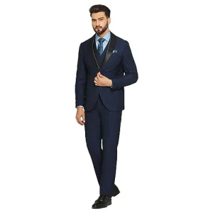 blackberrys Men's Textured Long Sleeve Suit Blue