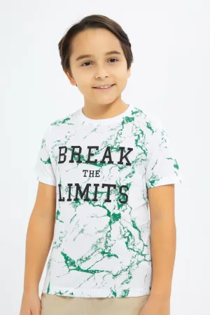 Boys Green And White Break The Limits T-Shirt