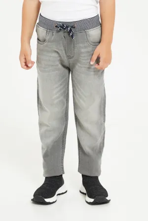 Boys Grey Pull On Jeans