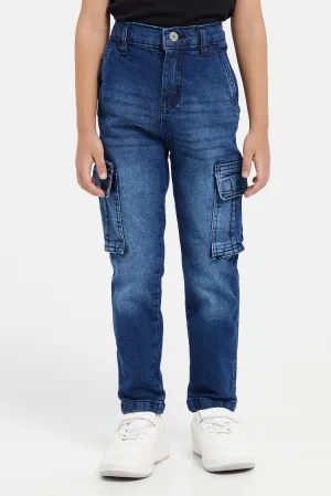 Boys Navy Cargo Jeans