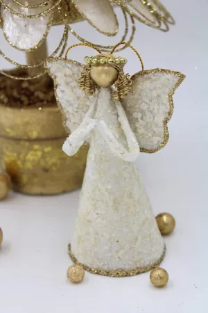 Capiz Angel Ornament Glittered Edge