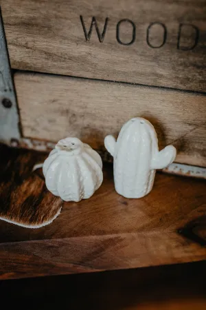 Ceramic Ivory Cactus Salt and Pepper Set