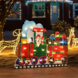 Christmas Silhouette Lights Santa in Train