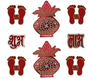 CLAPPERZZ Swastik Shubh Labh Laxmi Charan- Sticker for Wall & Floor Decoration