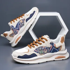 Ethnic Geometric Patchwork Canvas Sneakers