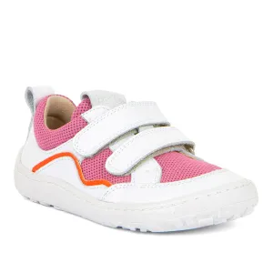 Froddo Barefoot Style White & Pink Sneakers With Velcro Closure