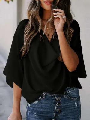 Leather three quarter sleeve top