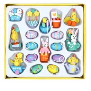 Gisela Graham Pastel Wooden Easter Decoration (Set of 18)