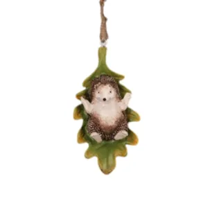 Gisela Graham Resin Hedgehog on Leaf Hanging Decoration