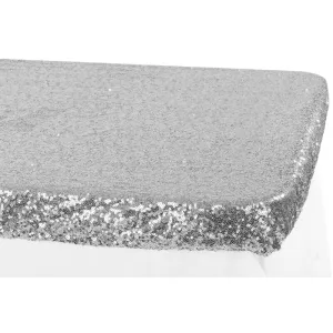 Glitz Sequin Table Topper/Cap 6 FT Rectangular - Silver