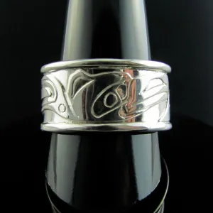 Haida Raven Silver Band