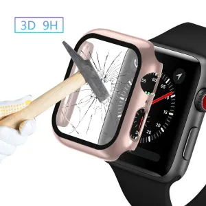 Hard Case With Tempered Glass Screen Protector For Apple Watch Multiple Colors Available