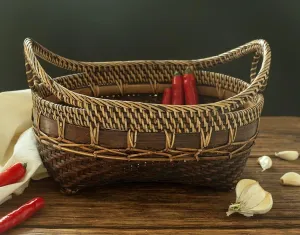 Indonesia Hand Woven Storage Basket, Natural Bamboo Baskets, Small Rustic Basket