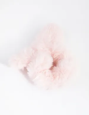 Kids Pink Faux Fur Bunny Hair Scrunchie