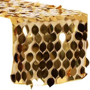 Leaf Payette Sequin Table Runner - Gold