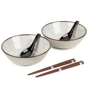 Light Grey Sendan Japanese Ramen Bowl Gift Set