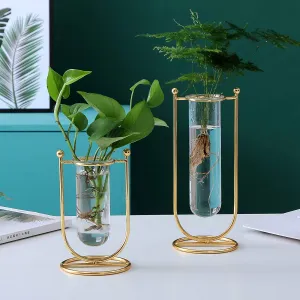 MODERN METAL FRAME TUBE VASE