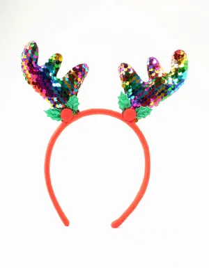 Multicoloured Sequin Reindeer Headband