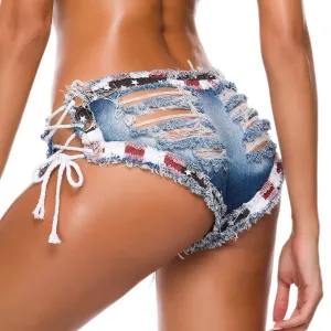 New Sexy Women's Jeans Denim Shorts Hot Pants Low Waist Sexy Hole Nightclub Clothes