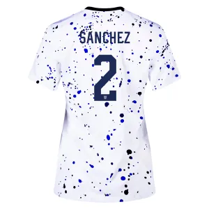 Nike Womens United States Ashley Sanchez 4 Star Home Jersey 23/24 w/ 2019 World Cup Champion Patch (White/Loyal Blue)