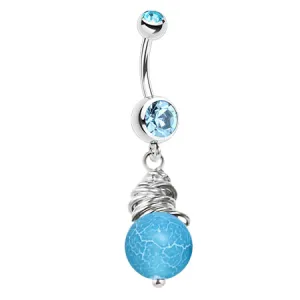 Ocean Soirée Frosted Agate Belly Dangle by Saltwater Silver