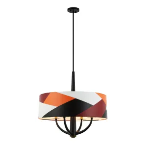 Patchwork 501P04BLSB 4-Light Pendant Light - Black/Satin Brass/Patchwork