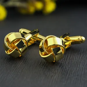 Peluche Classy Knot Golden Gloss finish Cufflinks