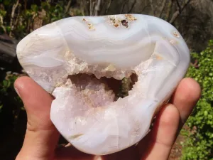 Polished Crystal Centred Agate Geodes  x 3 From Madagascar