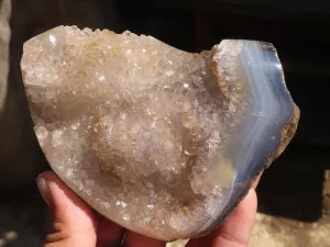 Polished Crystalline Banded Agate Free Forms  x 4 From Madagascar