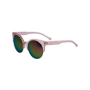 Purple Half Frame Round Sunglasses with Mirror Lens