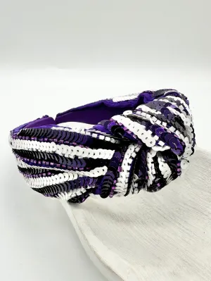 Purple Sequin Striped Headband