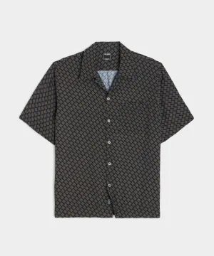 Relaxed Camp Collar Shirt in Navy Geo