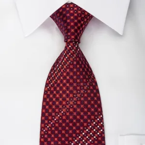 Renoma Rhinestone Necktie Geometric On Burgundy With Silver Sparkles