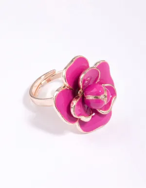 Rose Gold Enamel Flower Ring