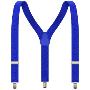 Royal Blue Slim Suspenders for Men & Women Boys & Girls Y-back Shape 1 inch wide