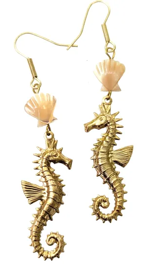 Seahorse MOP Shell Earrings USA Made Sustainable Jewelry Gay Isber Free Gift bag