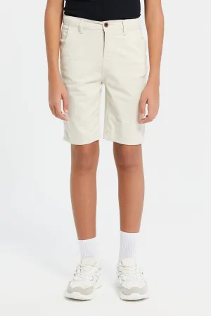 Senior Boys Beige Chino Shorts