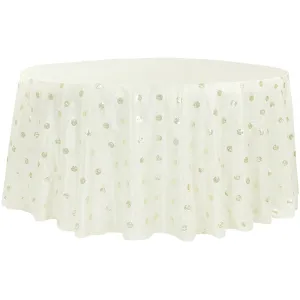 Sequin Embroidery Taffeta 132" Round Tablecloth - Ivory