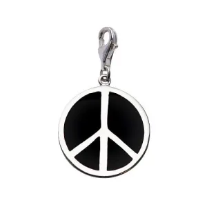 Silver & Black Peace Symbol Charm