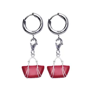 Silver Bright Pink Tote Bag Earrings