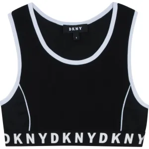 SS21 DKNY Girls Black Logo Sports Top