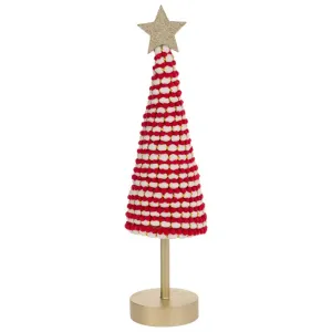 Tall Red & White Cone Tree With Star - 15.75"